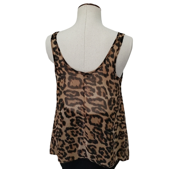 Forever 21 Animal Print Sharkbite Tank Top Jaguar Sheer Chiffon S - Picture 5 of 6